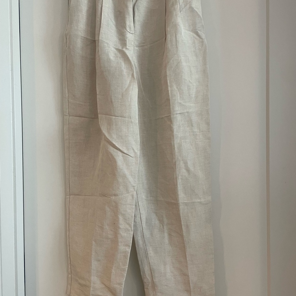 Linen Blend Cream Pants